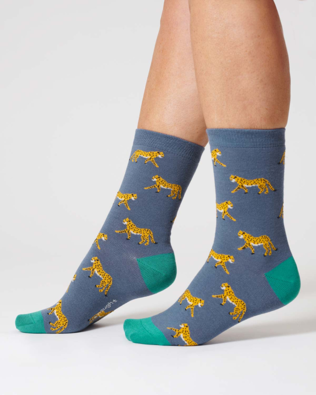 Thought Women's Leopard Bamboo Socks Blueberry